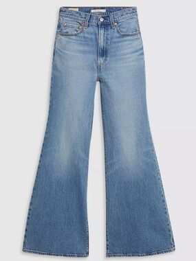 Levi’s Ribcage Bell Jeans Mid Wash High Rise Flare Bell Bottom Denim Size 32